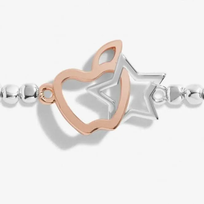 Forever Yours thank You Teacher Silver Rose Gold Plated 17.5cm Bracelet 6881 Joma Jewellery