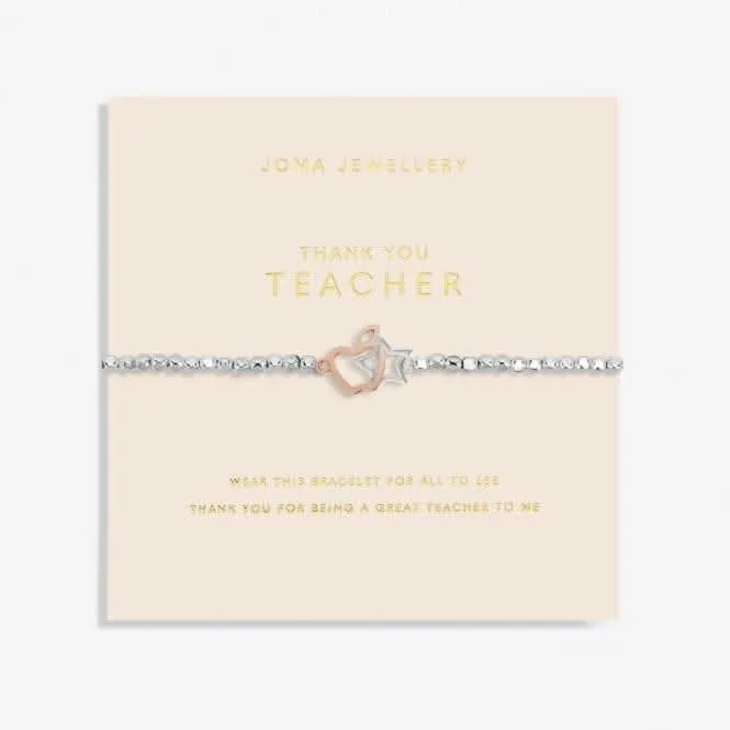 Forever Yours thank You Teacher Silver Rose Gold Plated 17.5cm Bracelet 6881 Joma Jewellery