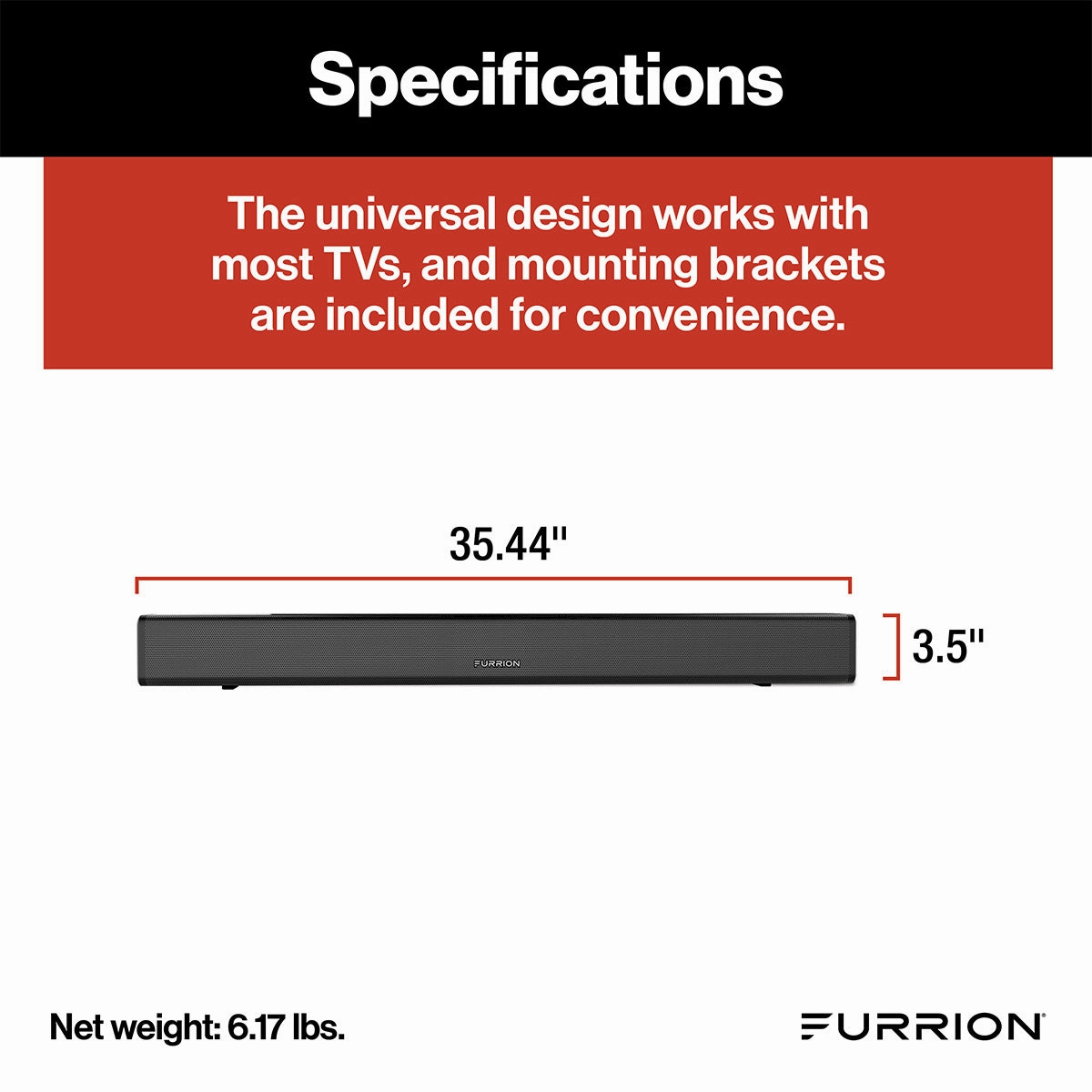 Furrion Aurora 70W 2.1 Outdoor Soundbar with Built-In Subwoofer Bluetooth HDMI-ARC & Optical Input