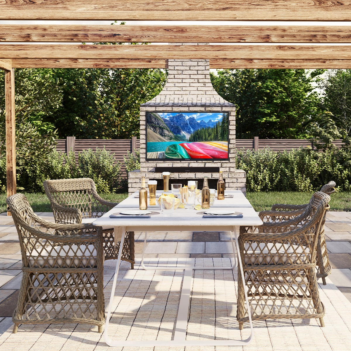 Furrion Aurora 70W 2.1 Outdoor Soundbar with Built-In Subwoofer Bluetooth HDMI-ARC & Optical Input
