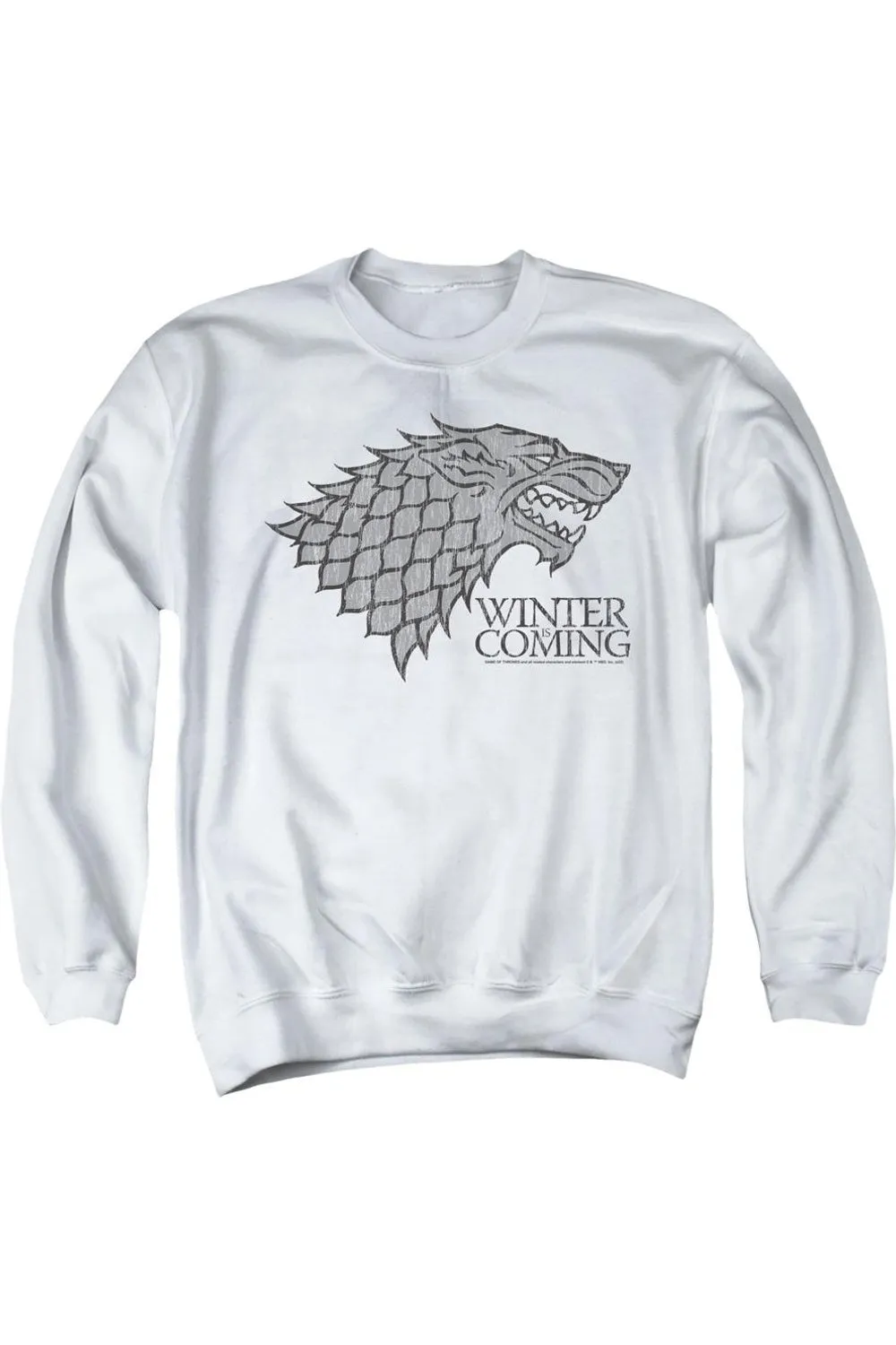 Game Of Thrones Startk Winter Is Coming On White Adult Crewneck Sweatshirt