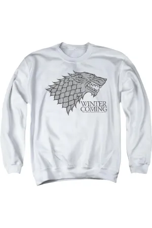 Game Of Thrones Startk Winter Is Coming On White Adult Crewneck Sweatshirt