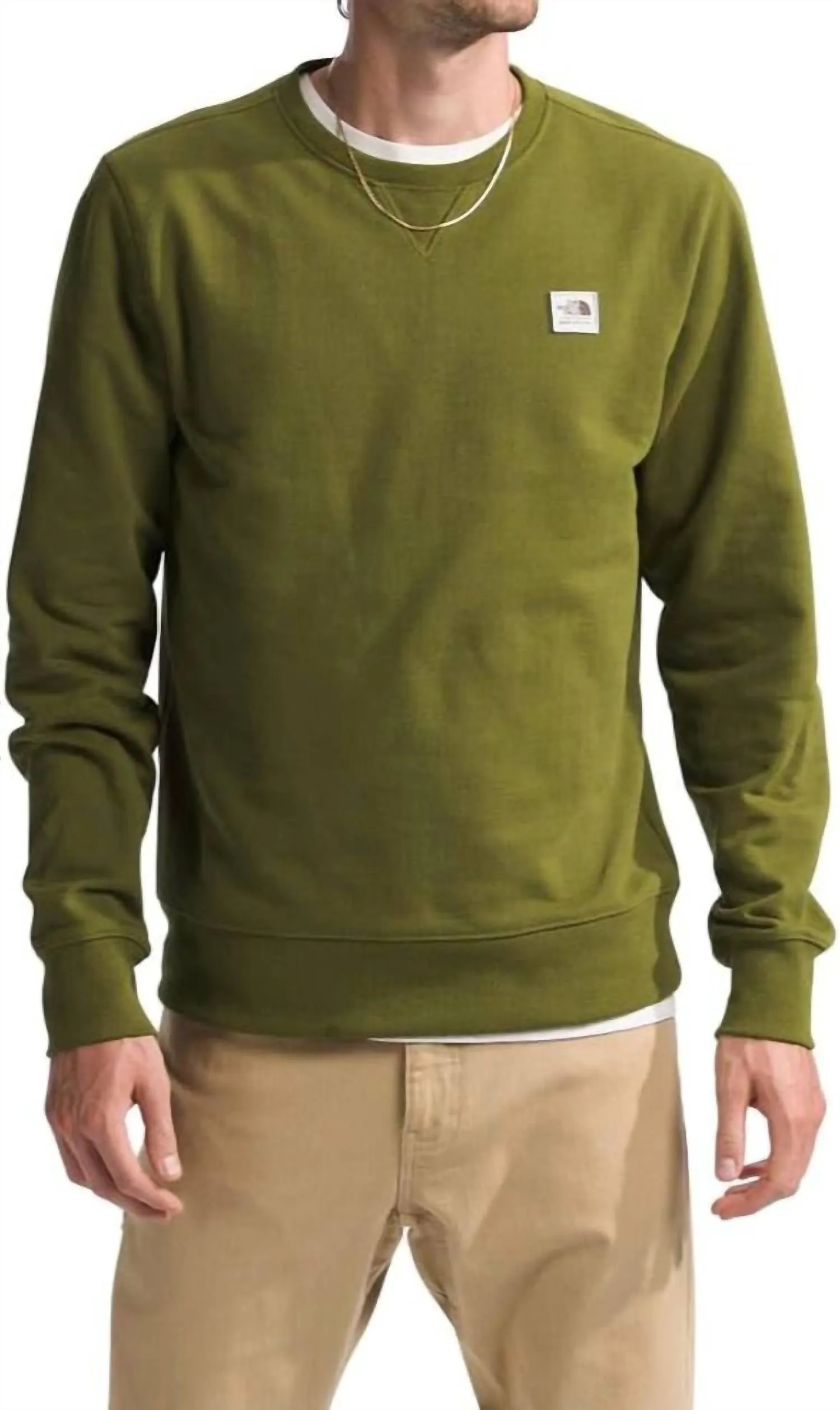 Heritage Patch Crew Sweatshirt In Forest Olive ecco Shoes