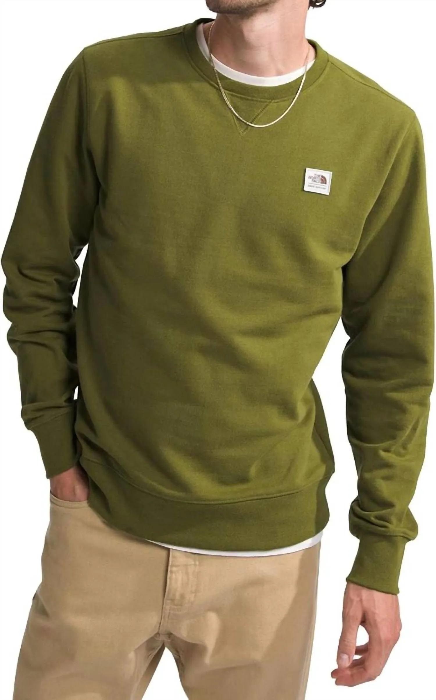 Heritage Patch Crew Sweatshirt In Forest Olive ecco Shoes