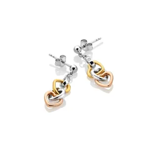 Hot Diamonds Jewellery Hot Diamonds Trio Triple Heart Gold Plated Sterling Silver Drop Earrings