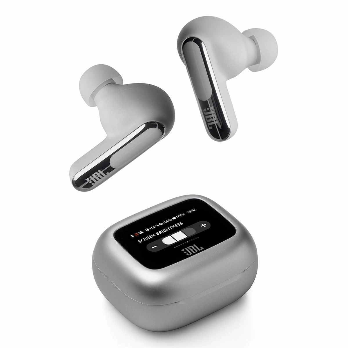 JBL Live Beam 3 Noise-Cancelling Earbuds with Smart Case (Silver)