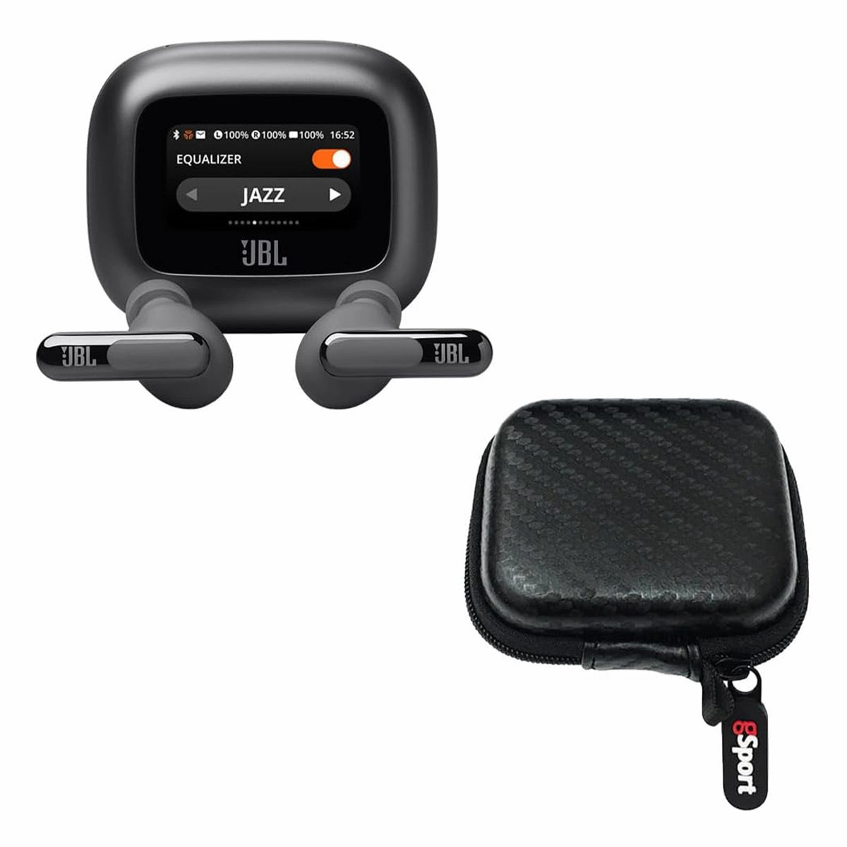 JBL Live Beam 3 True Wireless Noise Cancelling Earbud Bundle with gSport Case (Black) Earbuds & In ear Headphones,In-ear Monitors,IEMs
