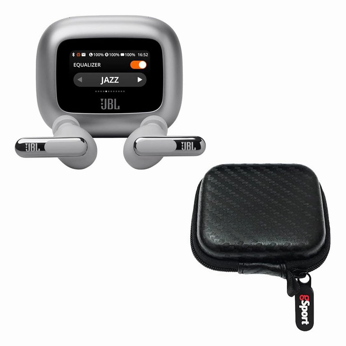 JBL Live Beam 3 True Wireless Noise Cancelling Earbud Bundle with gSport Case (Silver) Earbuds & In ear Headphones,In-ear Monitors,IEMs