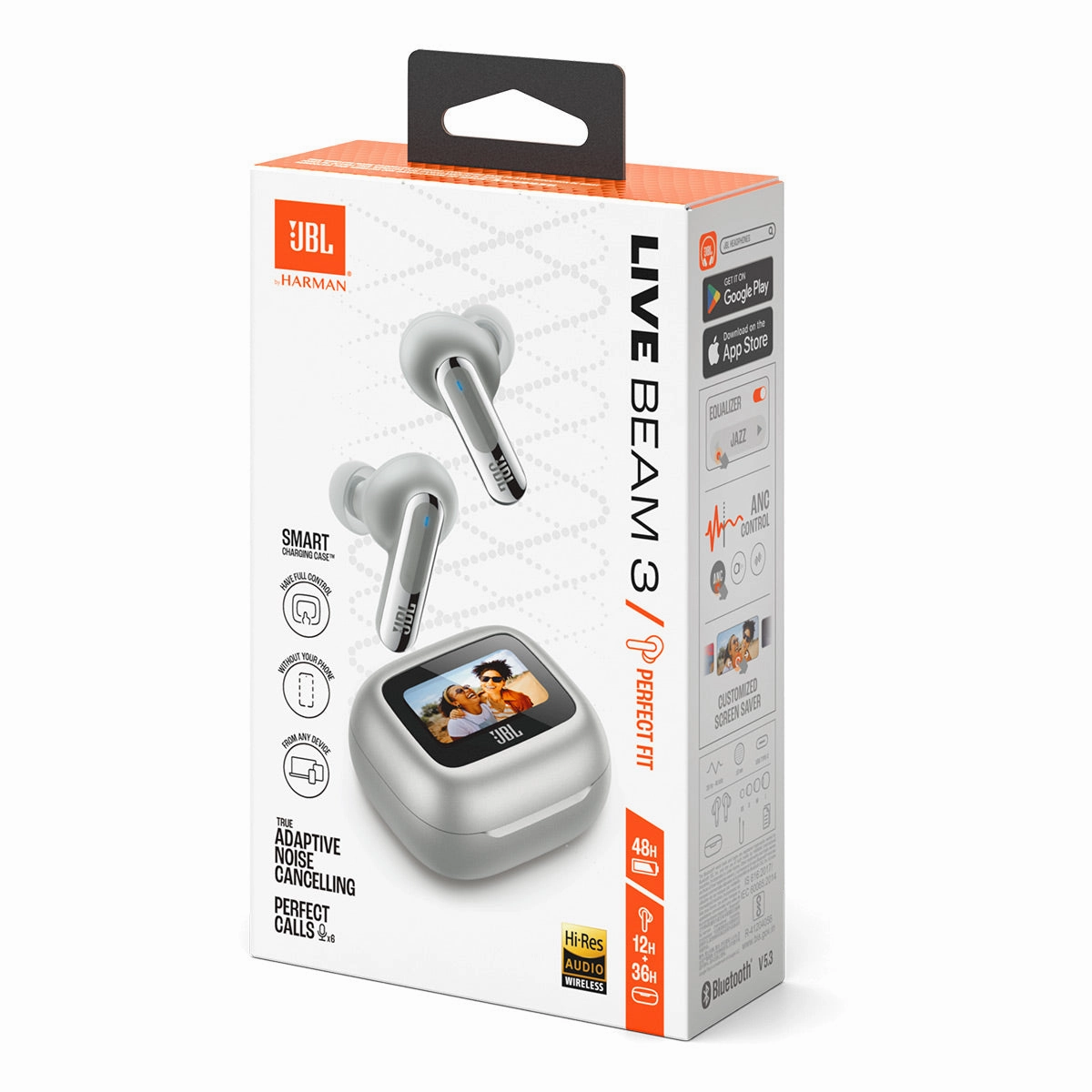 JBL Live Beam 3 True Wireless Noise Cancelling Earbud Bundle with gSport Case (Silver)