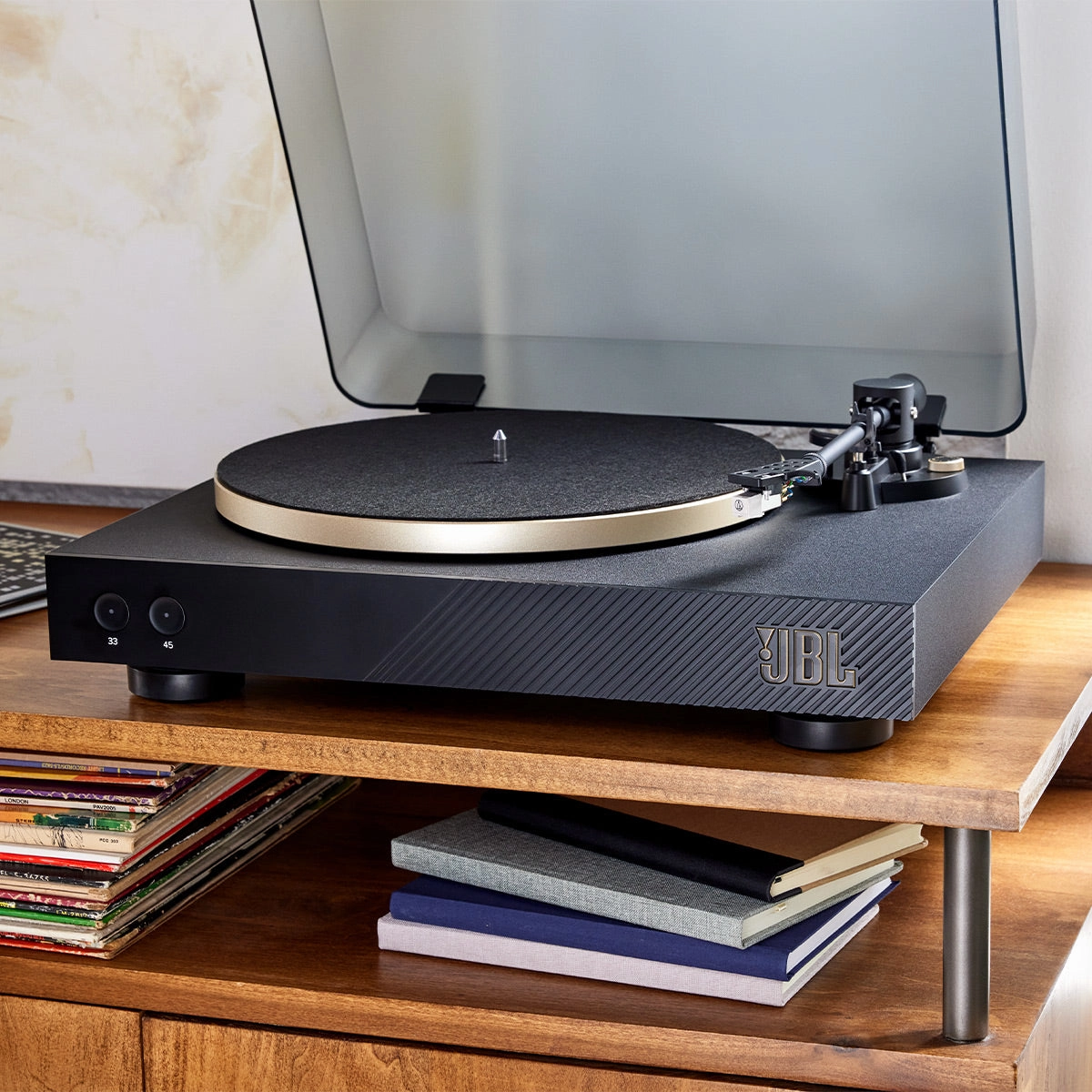 JBL Spinner BT Semi-Automatic Bluetooth Turntable with Authentics 500 Wireless Bluetooth Speaker (Black/Gold)