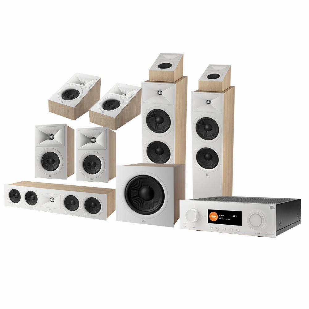 JBL Stage 5.1.4 Home Theater System with 12 in Sub and 140 Watts/Channel Receiver (White)