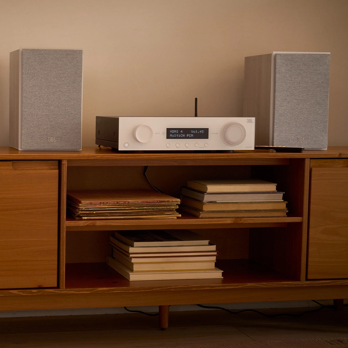 JBL Stage 5.1.4 Home Theater System with 12 in Sub and 140 Watts/Channel Receiver (White)
