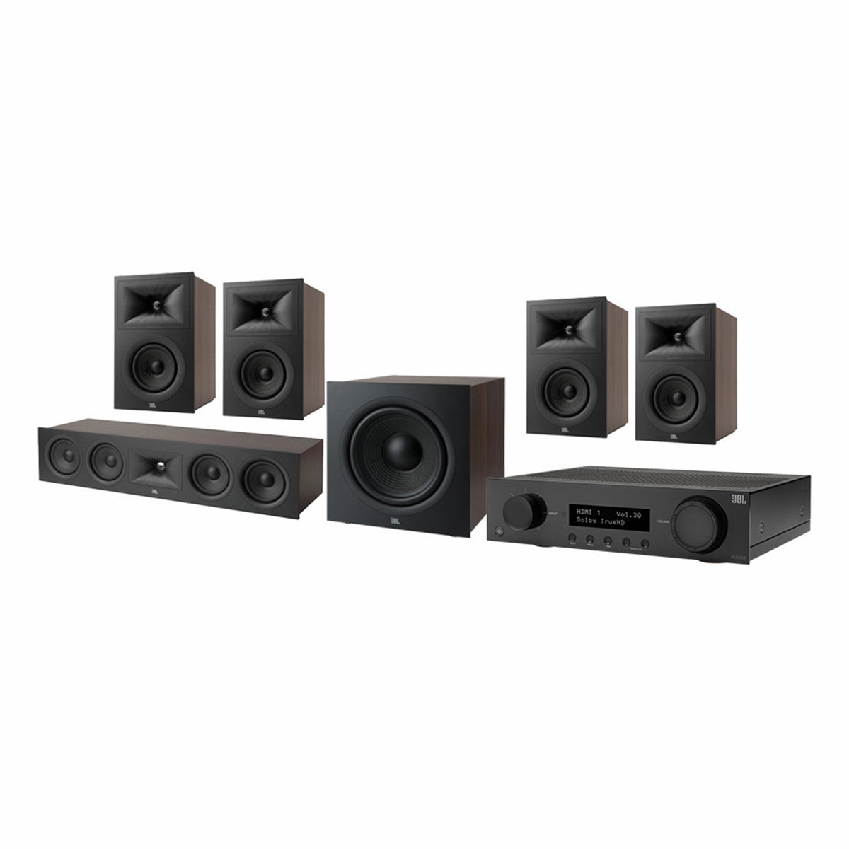 JBL Stage 5.1 Home Theater System with 10 in Sub and 75 Watts/Channel Receiver (Black) hi-fi volume knob,hi-fi remote control system,hi-fi smart amplifier