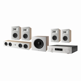 JBL Stage 5.1 Home Theater System with 10 in Sub and 75 Watts/Channel Receiver (White) hi-fi volume knob,hi-fi remote control system,hi-fi smart amplifier