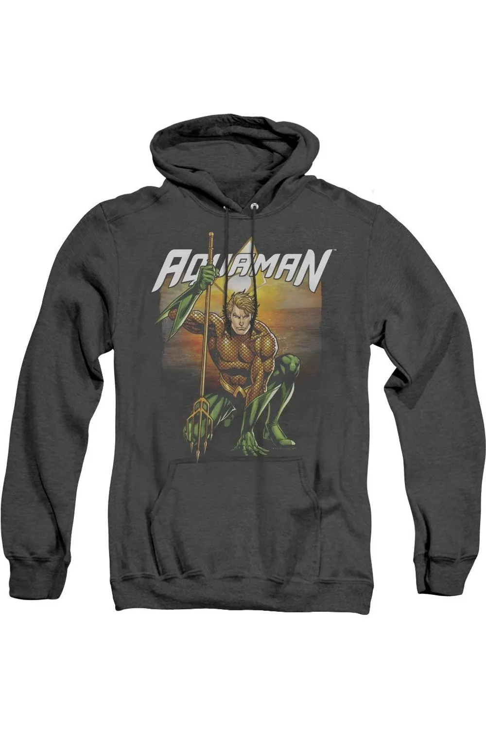 Justice League of America Beach Sunset Adult Heather Hoodie / Hooded Sweatshirt