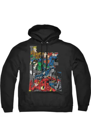 Justice League of America Lettered League Adult Pull Over Hoodie / Hooded Sweatshirt