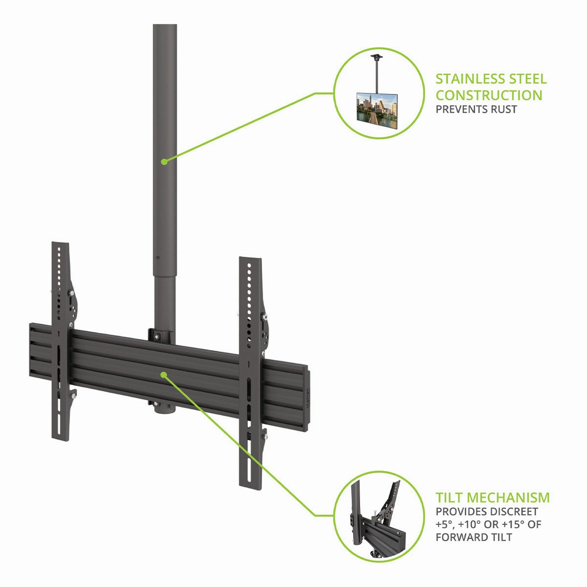 Kanto CM600SG Stainless Steel Full-Motion Outdoor Ceiling Mount for 37" - 70" TVs
