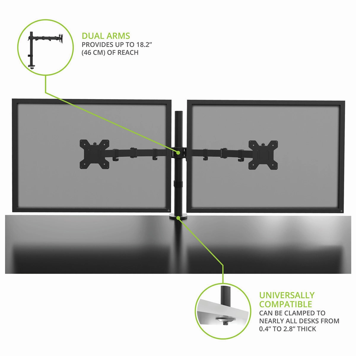 Kanto DML2000 Fully Adjustable Dual Arm Desktop Monitor Mount