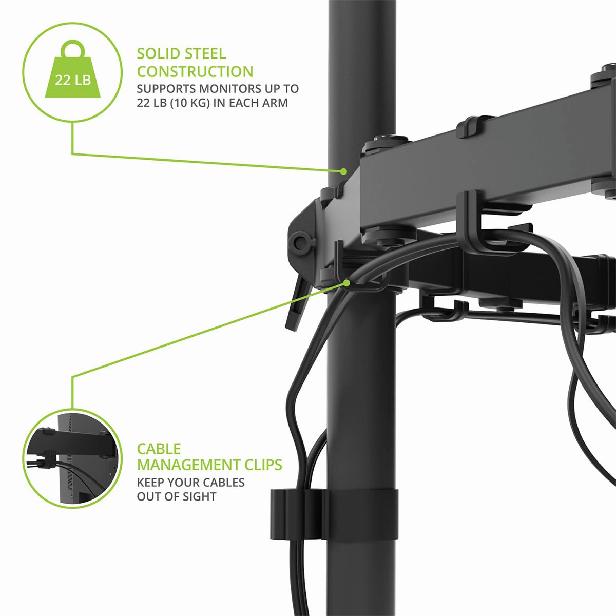 Kanto DML2000 Fully Adjustable Dual Arm Desktop Monitor Mount