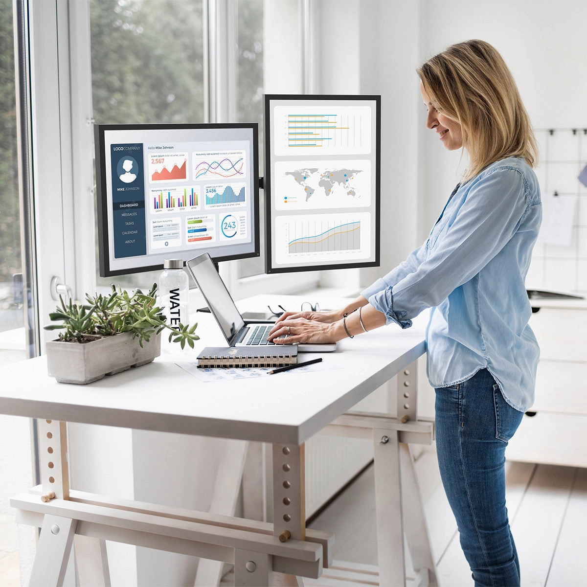 Kanto DML2000 Fully Adjustable Dual Arm Desktop Monitor Mount
