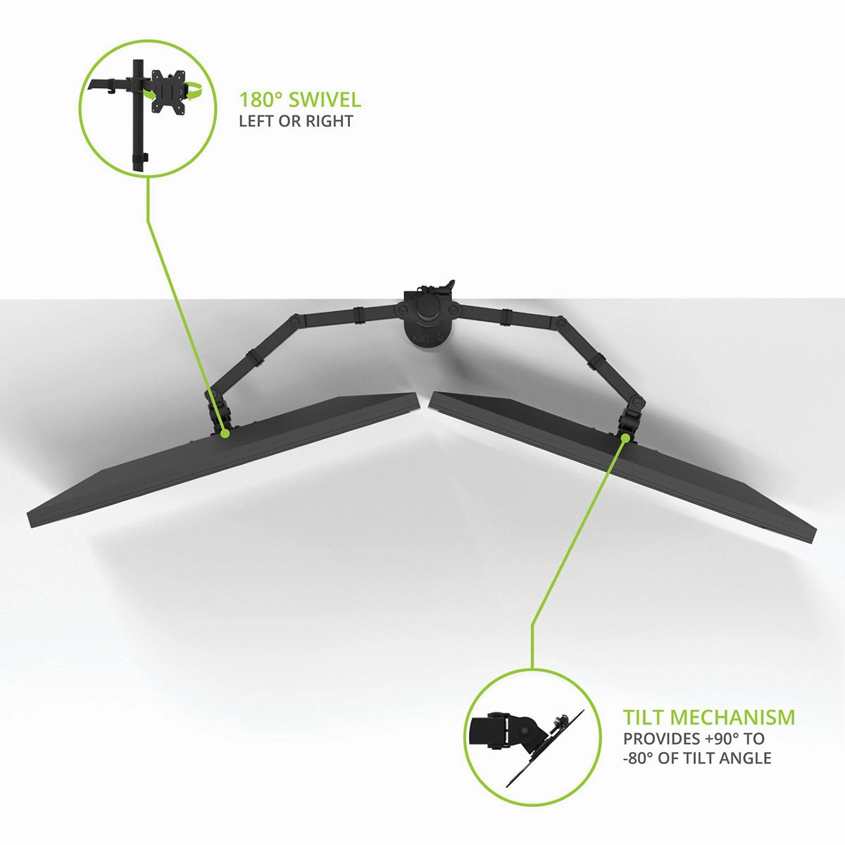 Kanto DML2000 Fully Adjustable Dual Arm Desktop Monitor Mount