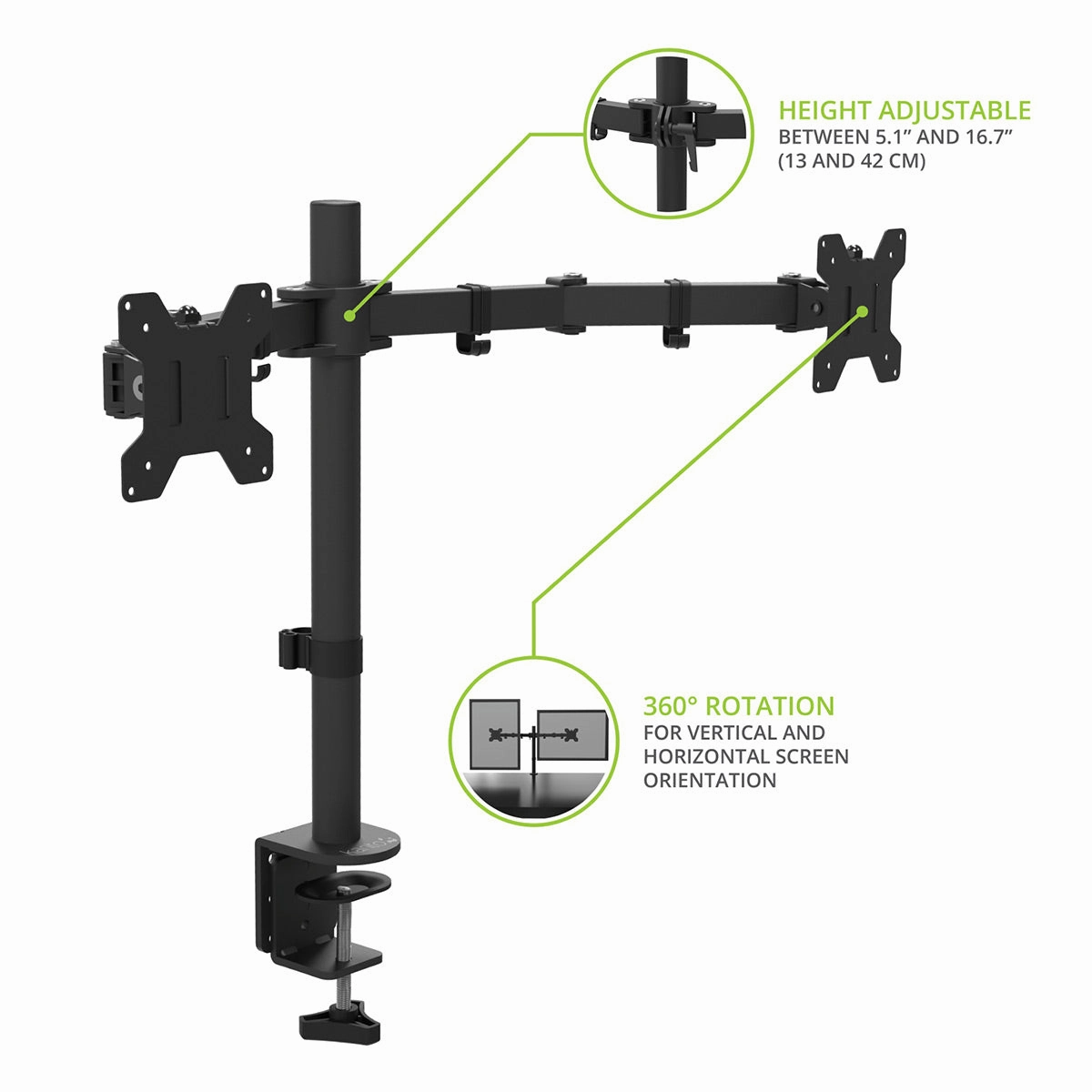 Kanto DML2000 Fully Adjustable Dual Arm Desktop Monitor Mount