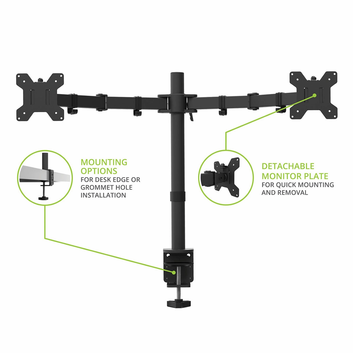 Kanto DML2000 Fully Adjustable Dual Arm Desktop Monitor Mount