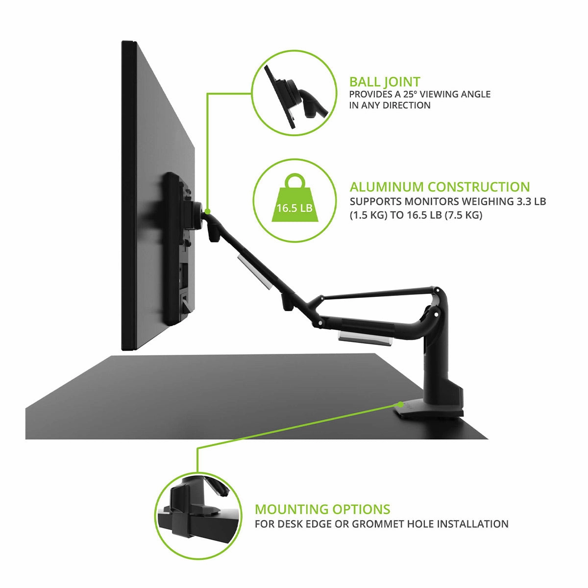 Kanto DMS1000 Desktop Monitor Mount for 17" - 32" Displays with Gas-Shock (Black)