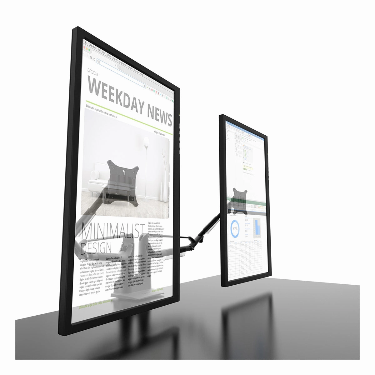 Kanto DMS2000 Dual-Monitor Desktop Mount for 17" - 32" Displays with Gas-Shocks (Black)