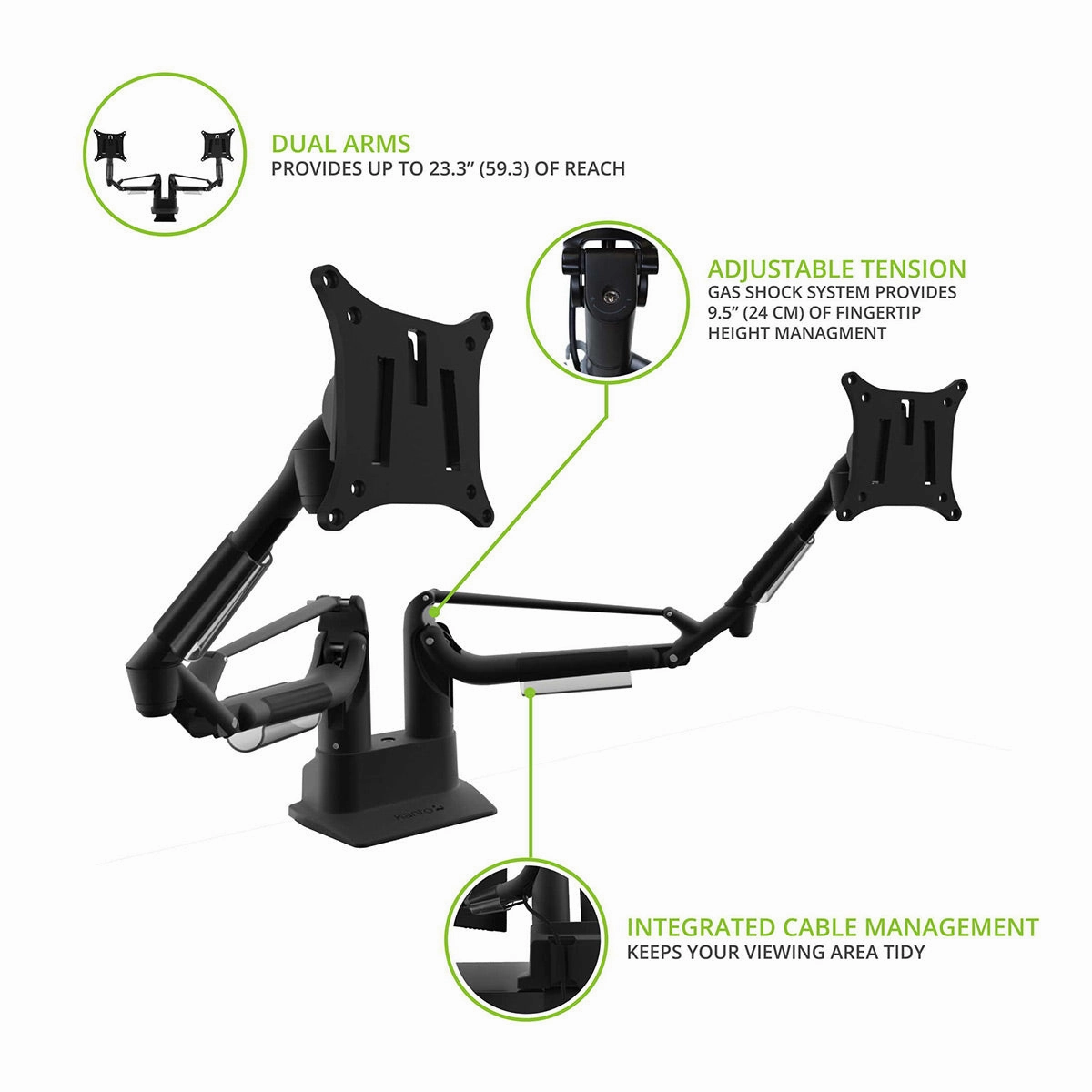 Kanto DMS2000 Dual-Monitor Desktop Mount for 17" - 32" Displays with Gas-Shocks (Black)