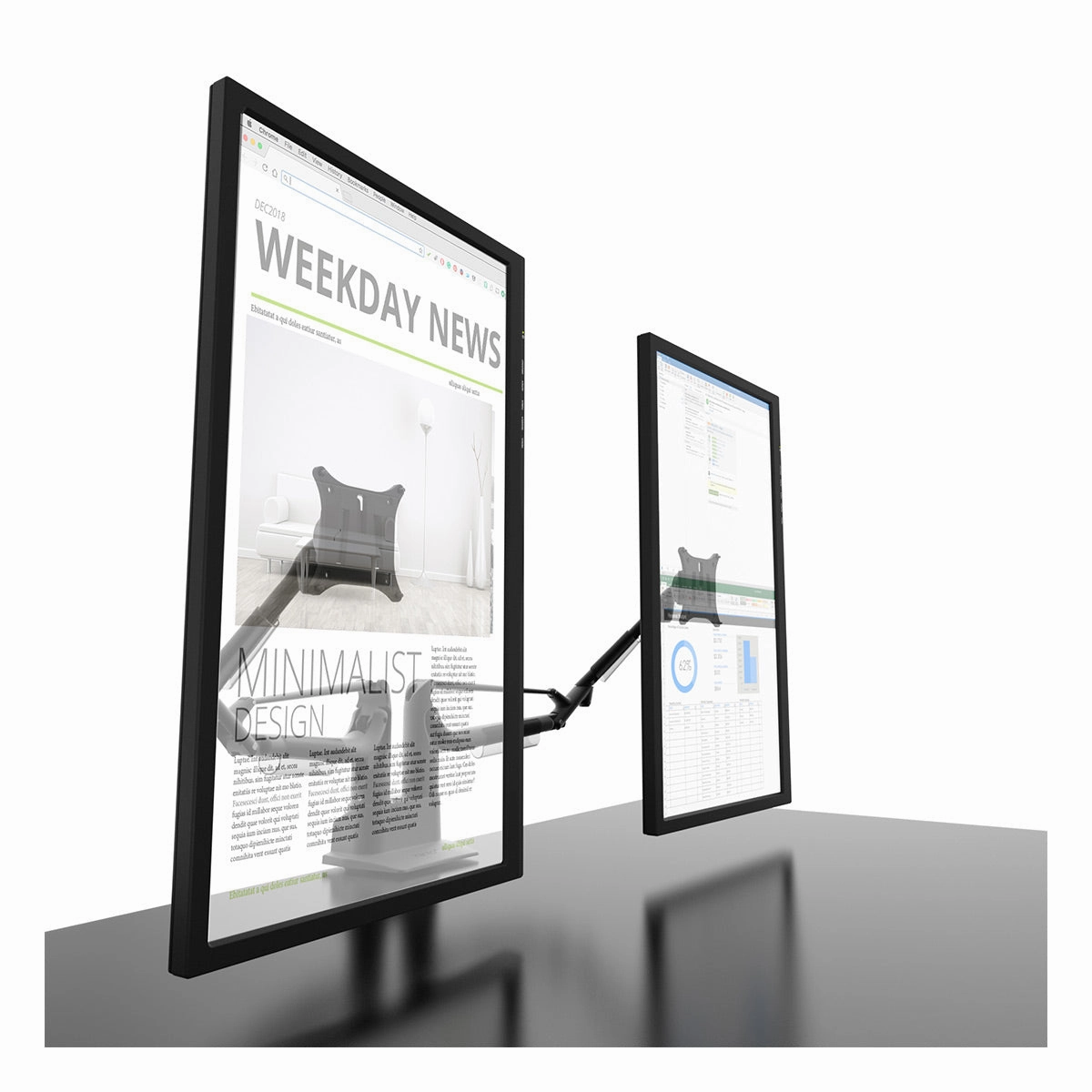 Kanto DMS2000 Dual-Monitor Desktop Mount for 17" - 32" Displays with Gas-Shocks (Black)