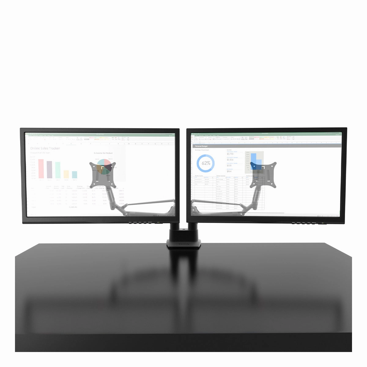 Kanto DMS2000 Dual-Monitor Desktop Mount for 17" - 32" Displays with Gas-Shocks (Black)