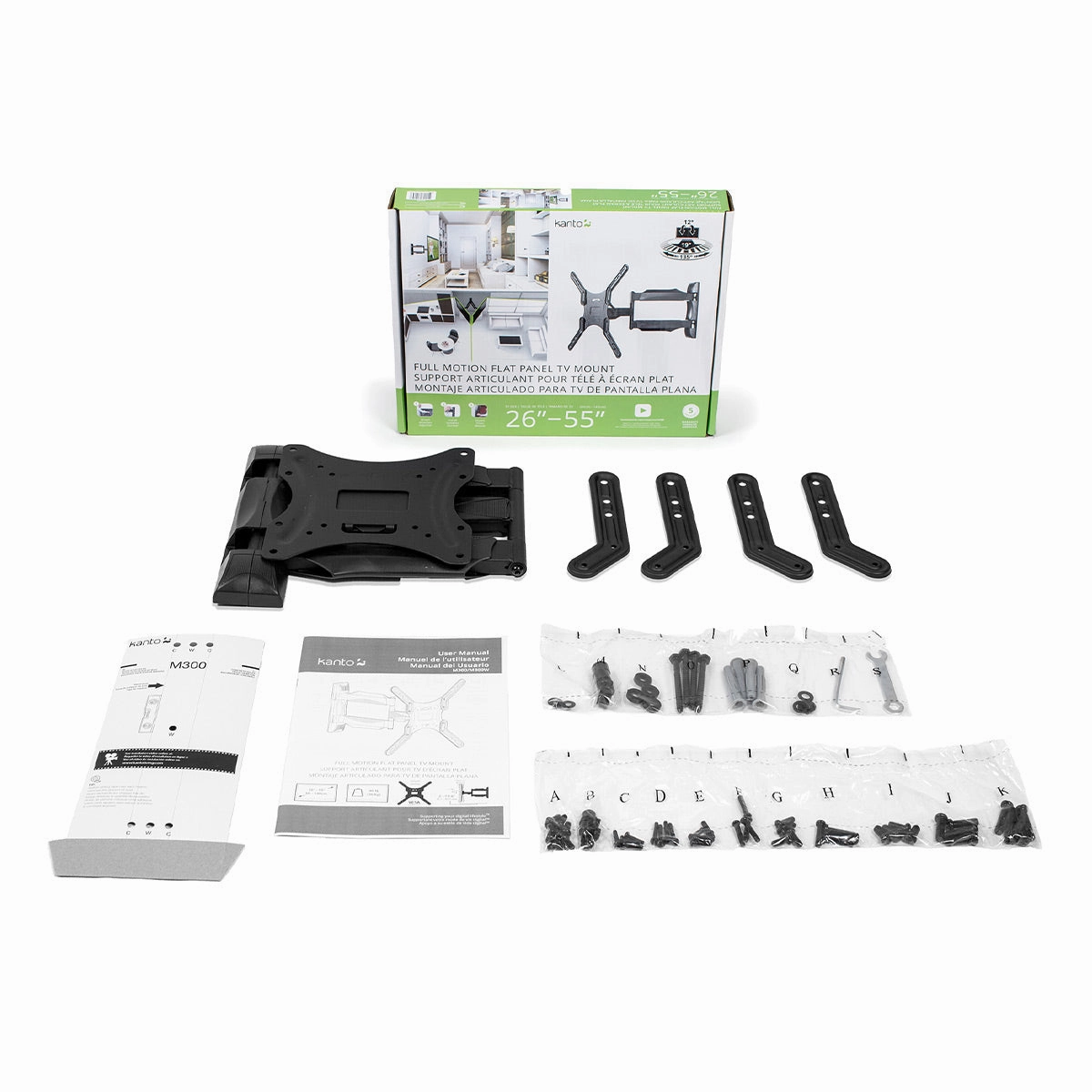 Kanto M300 Full Motion Single Stud TV Mount for 26" - 55" TV (Black)
