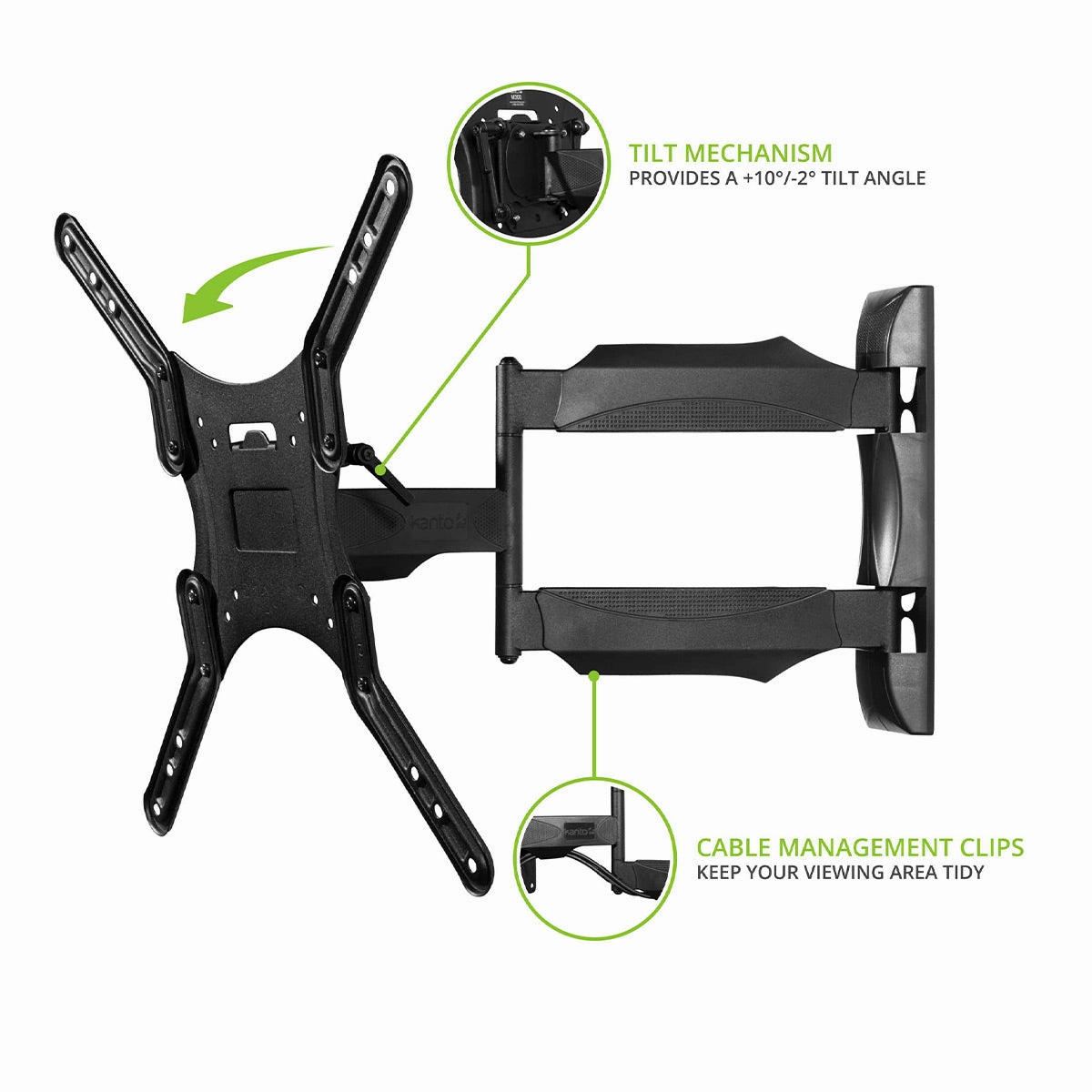 Kanto M300 Full Motion Single Stud TV Mount for 26" - 55" TV (Black)