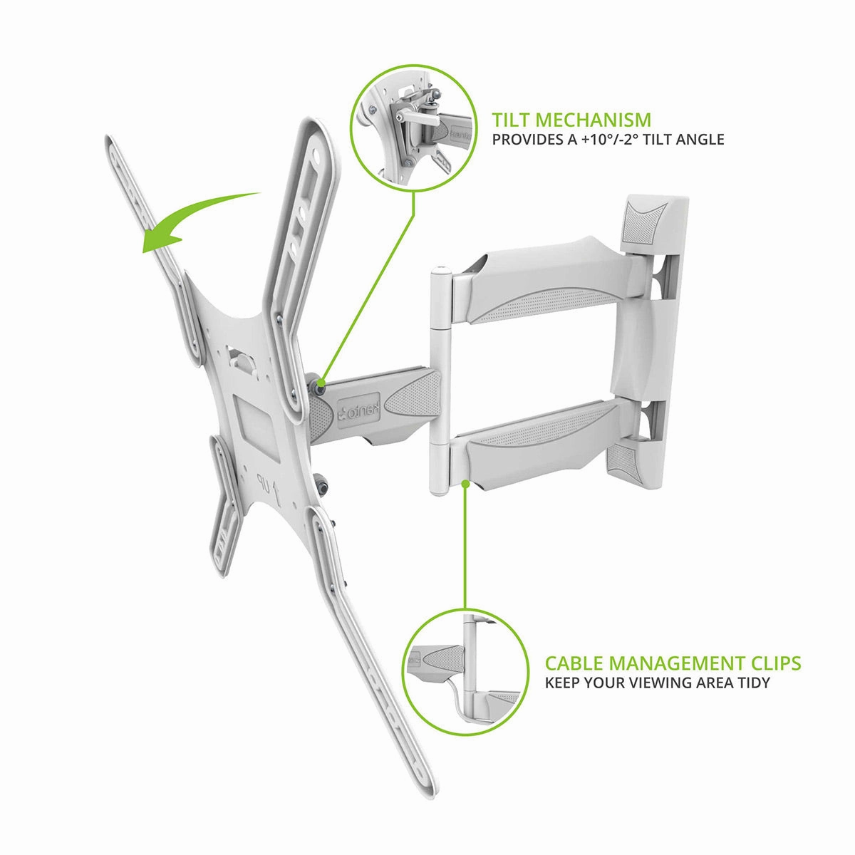 Kanto M300 Full Motion Single Stud TV Mount for 26" - 55" TV (White)