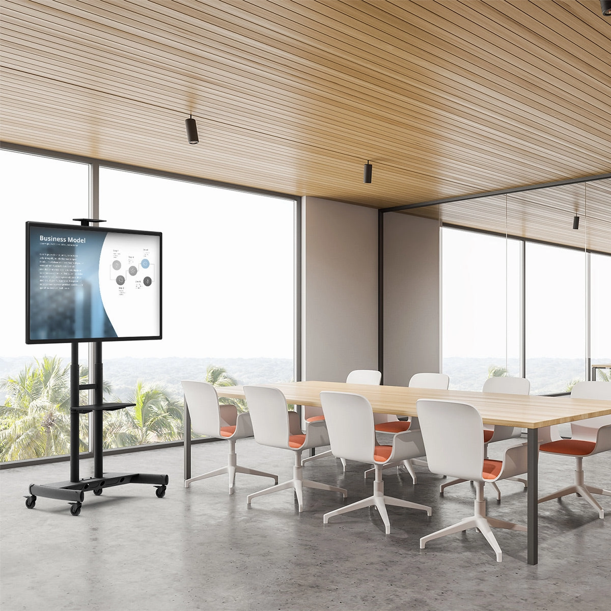 Kanto MTM86PL Height-Adjustable Rolling TV Stand for 55" - 86" TVs with Device Tray and Webcam Shelf