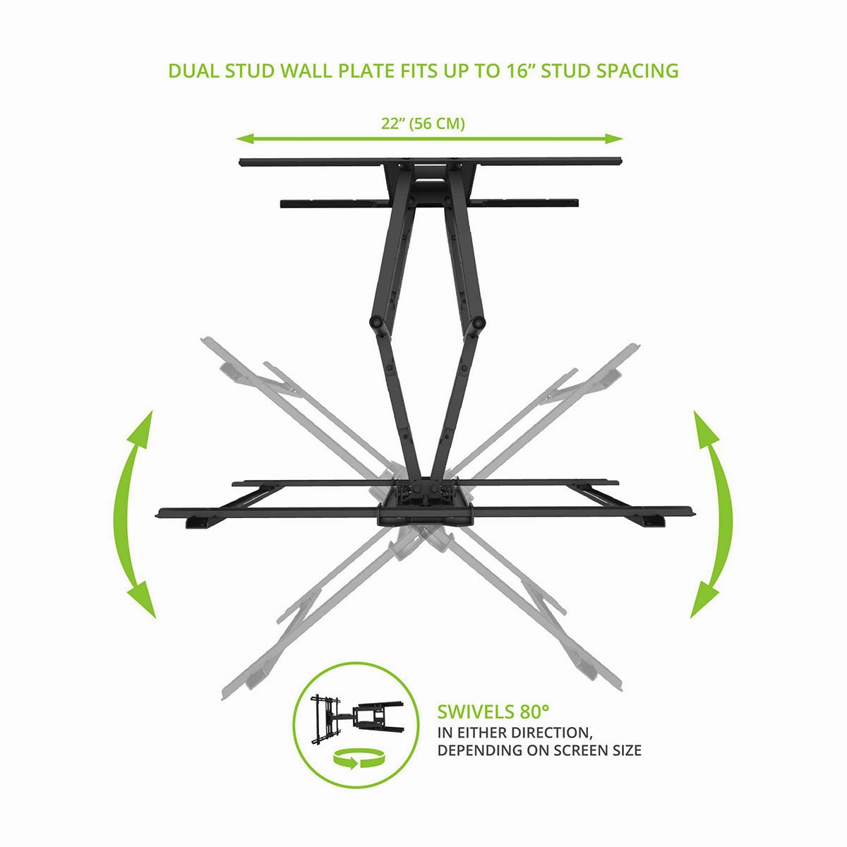 Kanto PDX650 Articulating Full Motion TV Mount for 37" - 75" TV (Black)