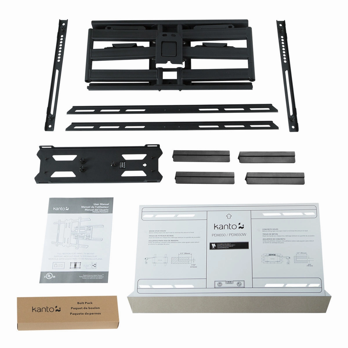 Kanto PDX650 Articulating Full Motion TV Mount for 37" - 75" TV (Black)