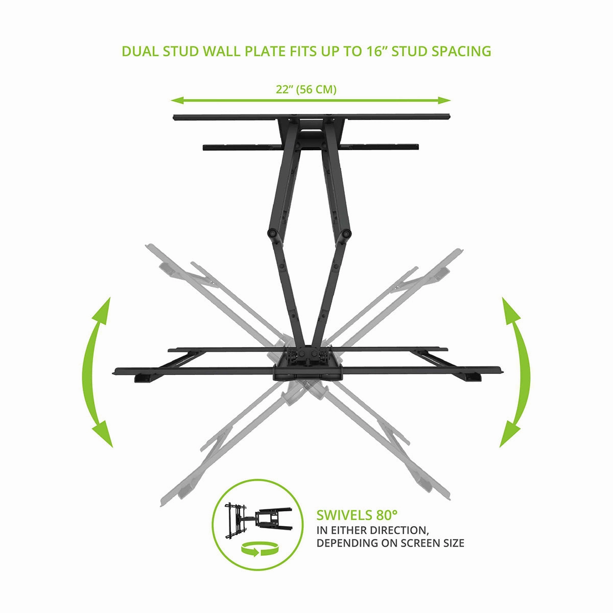 Kanto PDX650 Articulating Full Motion TV Mount for 37" - 75" TV (Black)