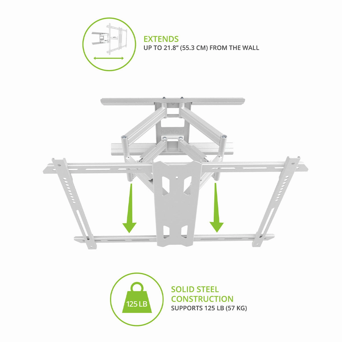 Kanto PDX650 Articulating Full Motion TV Mount for 37" - 75" TV (White)