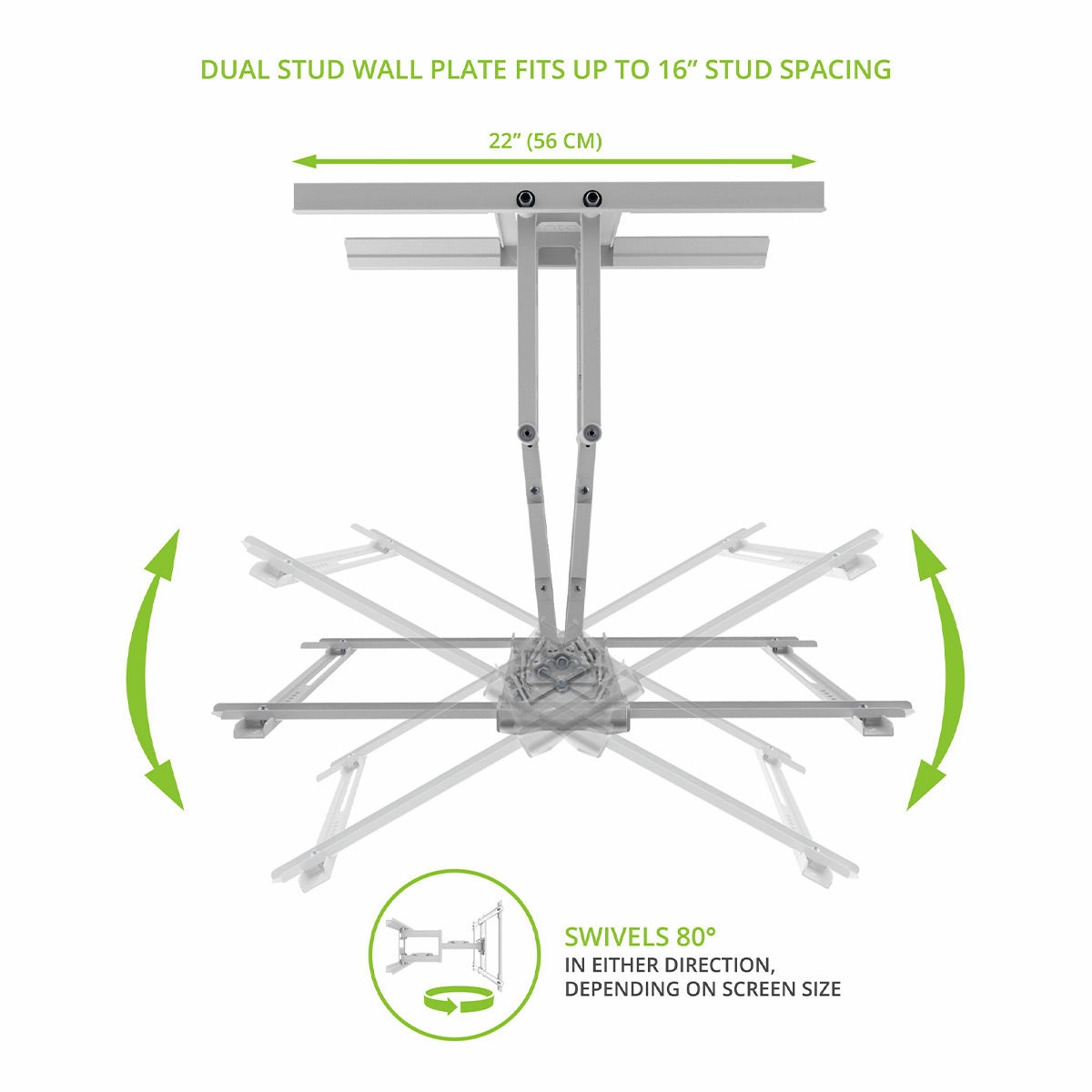 Kanto PDX650 Articulating Full Motion TV Mount for 37" - 75" TV (White)