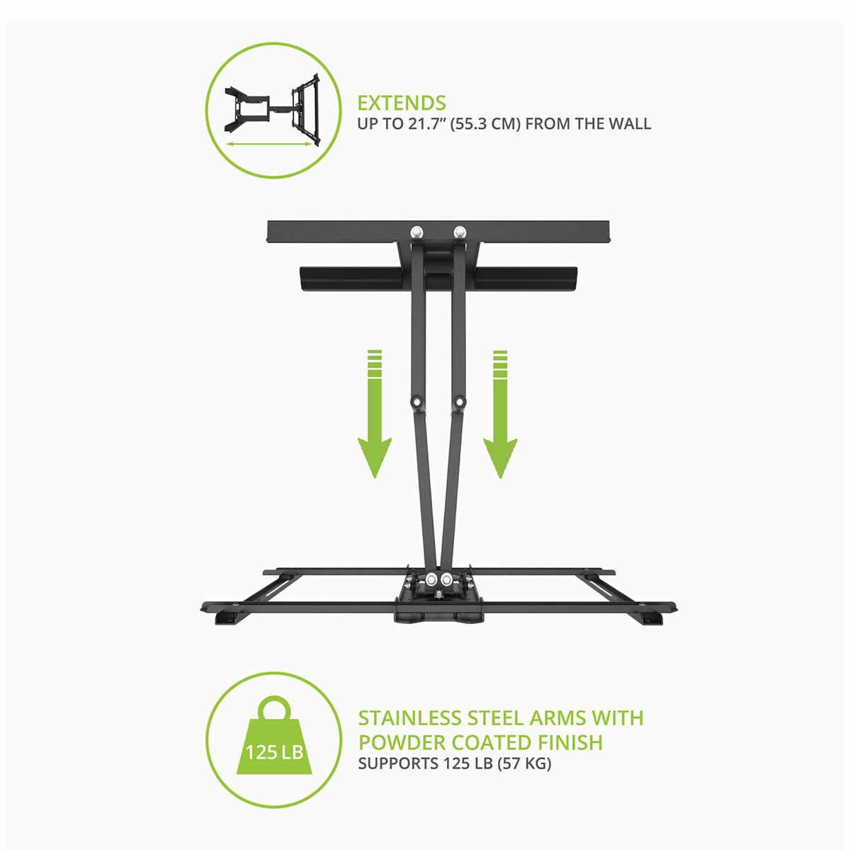 Kanto PDX650SG Stainless Steel Full-Motion Dual Stud Outdoor TV Mount for 37" - 75" TVs