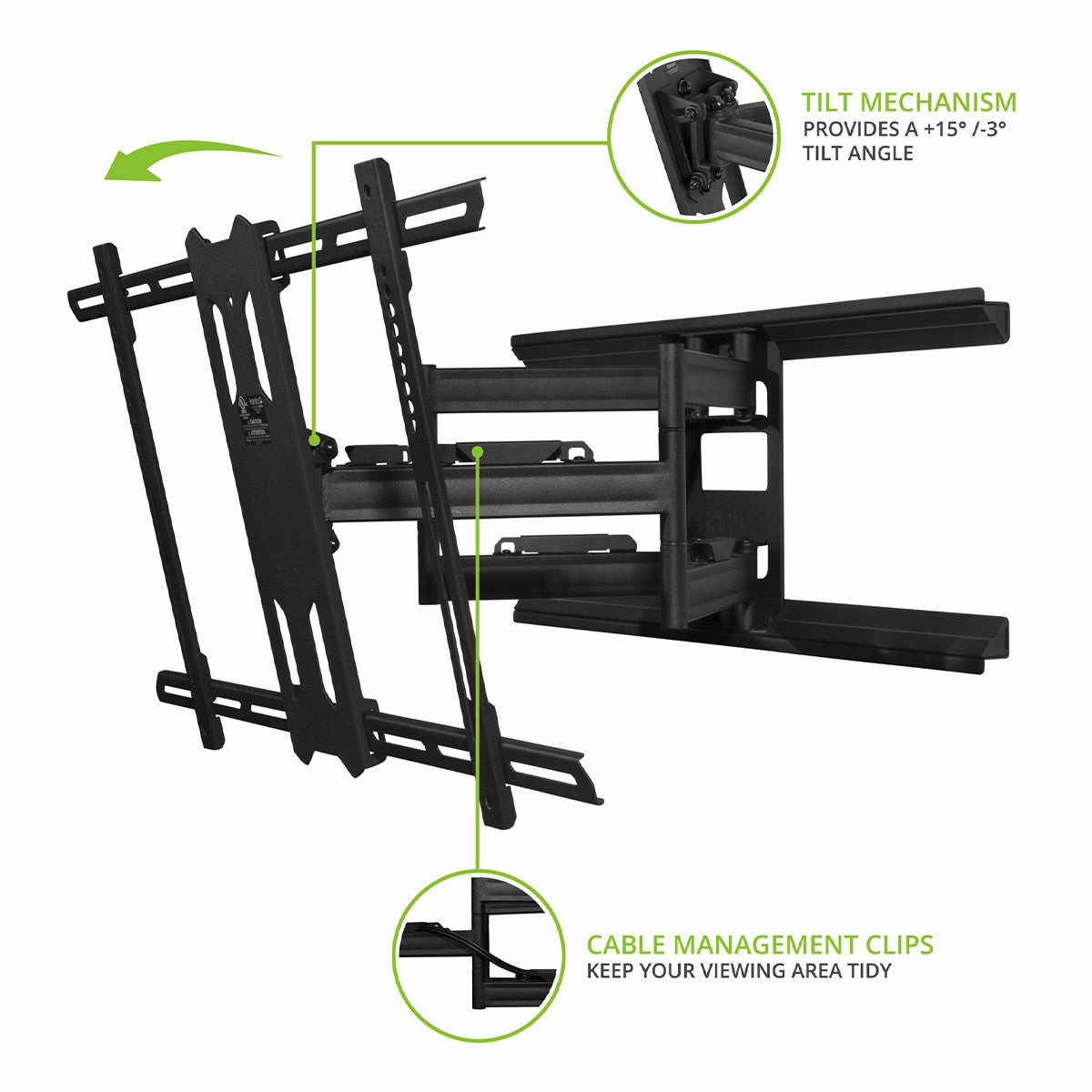 Kanto PDX680 Articulating Full Motion TV Mount for 39" - 80" TV (Black)