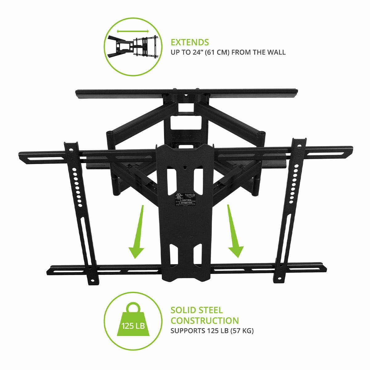 Kanto PDX680 Articulating Full Motion TV Mount for 39" - 80" TV (Black)
