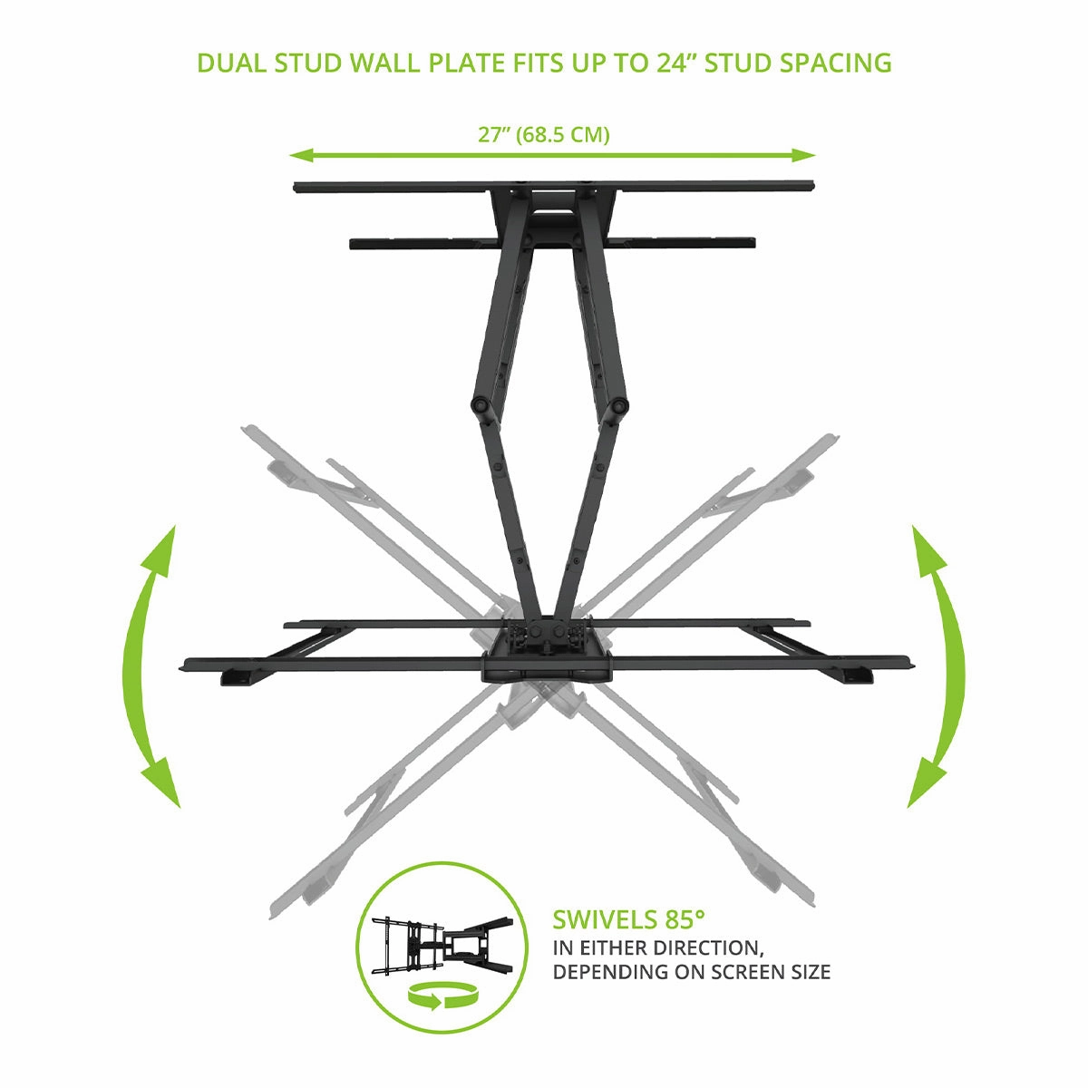 Kanto PDX680 Articulating Full Motion TV Mount for 39" - 80" TV (Black)