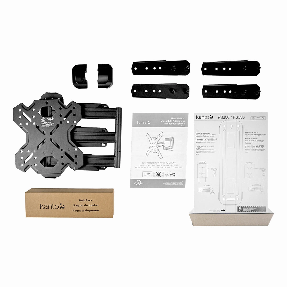 Kanto PS300 Full Motion Articulating Single Stud Mount for 26" - 60" TV (Black)