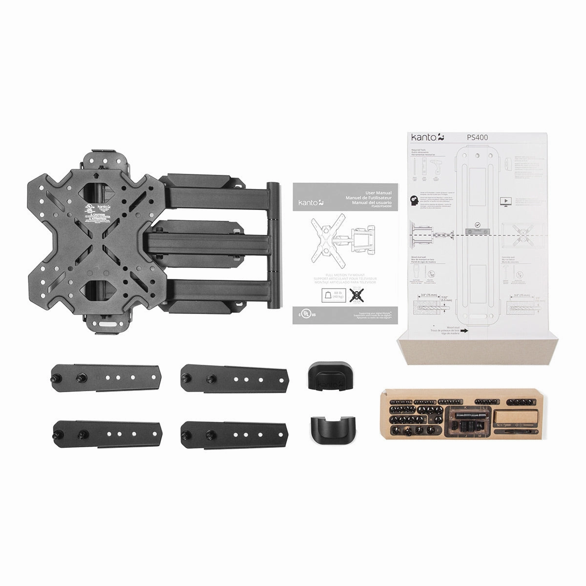 Kanto PS400 Articulating Full Motion Single Stud Mount for 30" - 80" TV