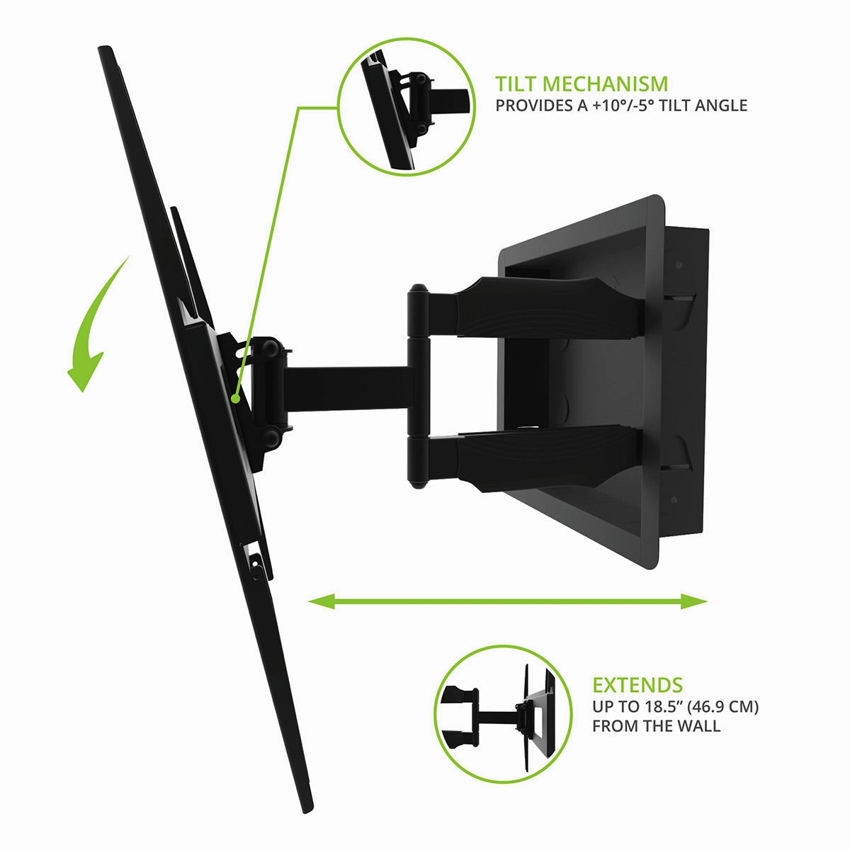 Kanto R300 Recessed In-Wall Full-Motion Mount for 32" - 55" TVs