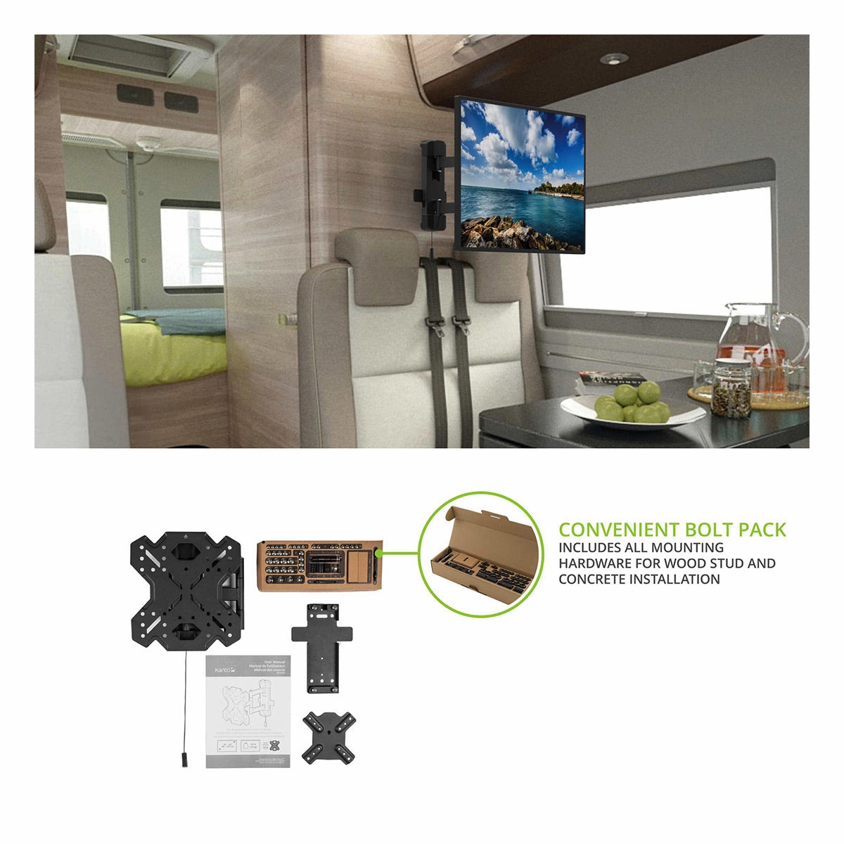 Kanto RV250G Full Motion Indoor/Outdoor RV and Boat Mount for 26" - 42" TV