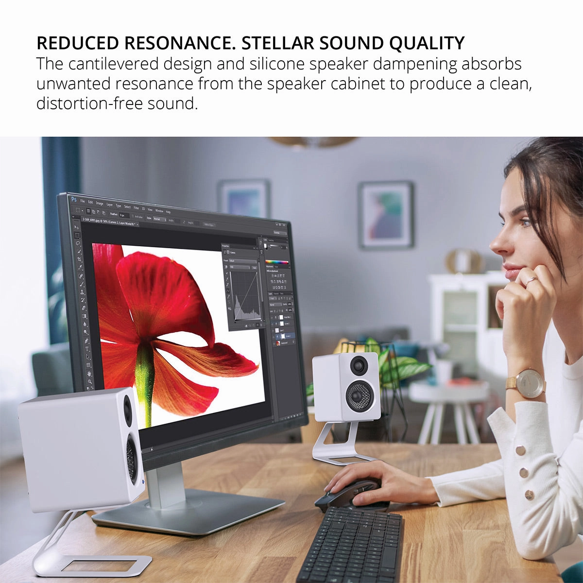 Kanto SE2 Elevated Desktop Speaker Stands for Small Speakers - Pair (Black)